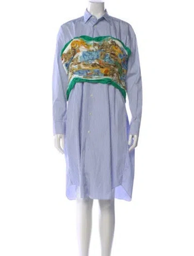 Pre-owned Junya Watanabe Striped Knee-length Dress In Blue