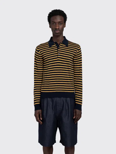 Junya Watanabe Striped Long-sleeved Polo Shirt In Multi