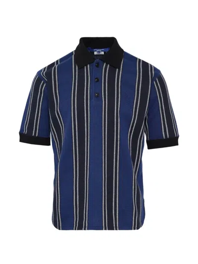 Junya Watanabe Striped Knit Polo Shirt In Blue