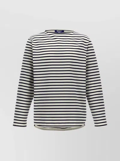 Junya Watanabe Striped Long Sleeve Crew Neck T-shirt In Metallic