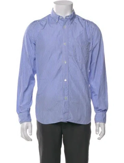 Pre-owned Junya Watanabe Striped Long Sleeve Shirt In Blue