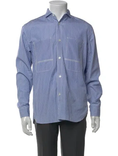 Pre-owned Junya Watanabe Striped Long Sleeve Shirt In Blue