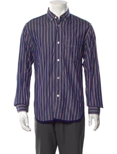 Pre-owned Junya Watanabe Striped Long Sleeve Shirt In Blue