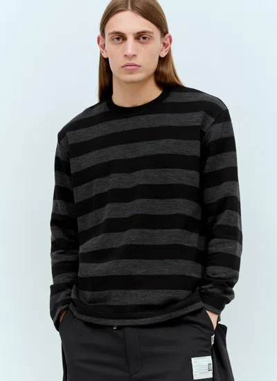 Junya Watanabe Striped Long-sleeve T-shirt In Black