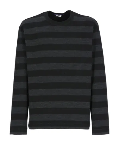 Junya Watanabe Striped Long Sleeve T-shirt In Black
