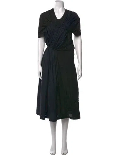 Pre-owned Junya Watanabe Striped Midi Length Dress In Black