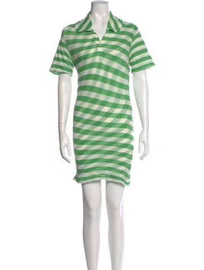 Pre-owned Junya Watanabe Striped Mini Dress In Green