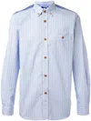 Junya Watanabe Striped Panel Shirt In Blue