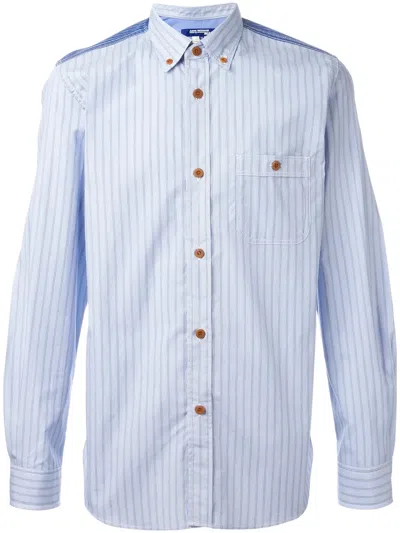 Junya Watanabe Striped Panel Shirt In Blue