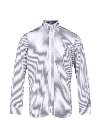 Junya Watanabe Striped Panelled Shirt In Blue