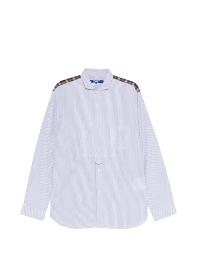 Junya Watanabe Striped Panelled Shirt In Blue