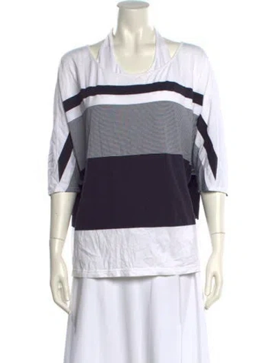 Pre-owned Junya Watanabe Striped Scoop Neck Top In White
