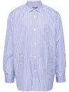 Junya Watanabe Striped Long-sleeved Shirt In Blue