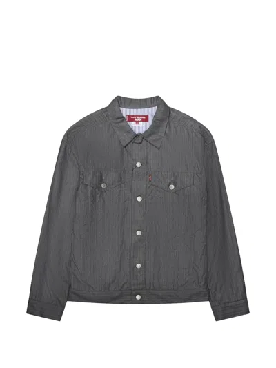 Junya Watanabe Striped Shirt Jacket In Gray