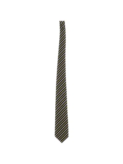 Junya Watanabe Striped Silk Tie In Multi