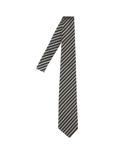 Junya Watanabe Striped Silk Tie In Multicolor