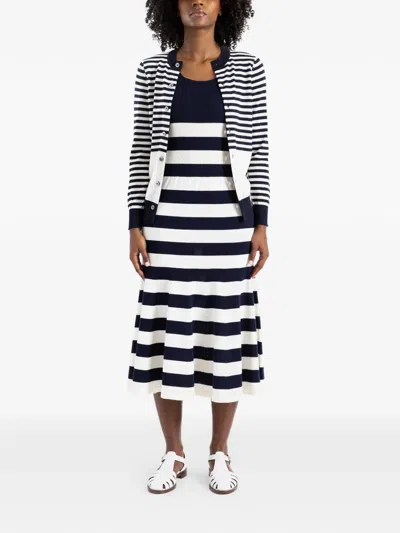 Junya Watanabe Striped Sleeveless Midi Dress In Blue