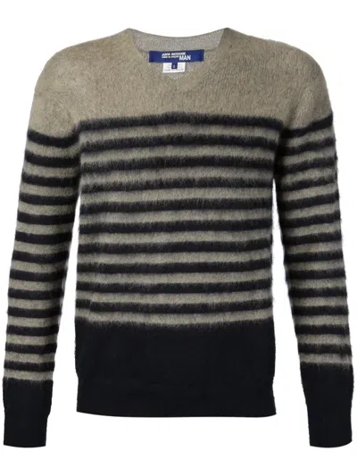 Junya Watanabe Striped V Neck Sweater In Multi