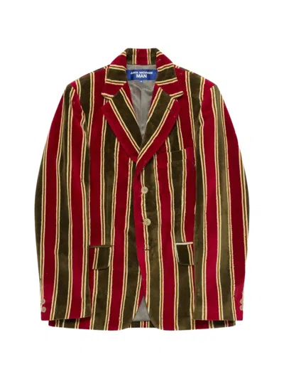 Junya Watanabe Striped V-neck Jacket In Brown