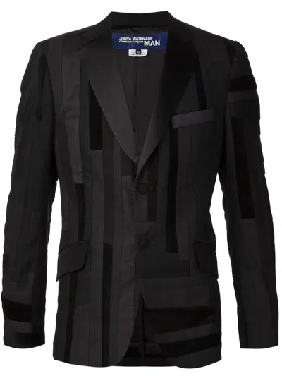 Junya Watanabe Stripped Patchwork Blazer In Black