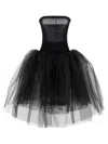 Junya Watanabe Structured Tulle Midi Dress With Off-the-shoulder Design In Black