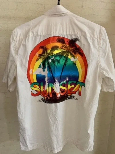 Pre-owned Junya Watanabe Sunset Aloha Shirt In White