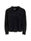 Junya Watanabe V-neck Knitwear With Distressed Long Sleeves In Blue