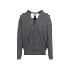 Junya Watanabe Grey Wool Buttoned Sweater In Grey