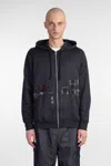 Junya Watanabe Black Patchwork Zip-up Hoodie In Blue