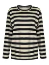 Junya Watanabe Striped Crew Neck Top In White