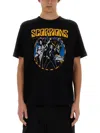 Junya Watanabe Cotton Scorpions Crew Neck T-shirt With Print In Black