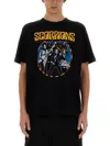 Junya Watanabe Cotton Scorpions Crew Neck T-shirt With Print In Black