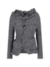 Junya Watanabe Tailored Plaid Jacket With Draped Neckline In Gray