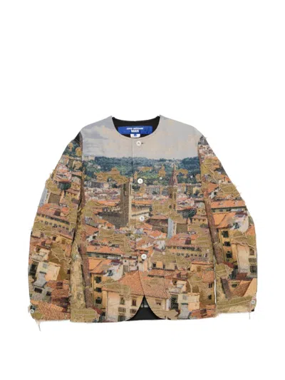 Junya Watanabe Tapestry-print Frayed Jacket In Multi