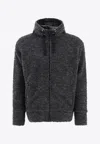 Junya Watanabe Textured Drawstring Zipped Hoodie Sweatshirts Grey