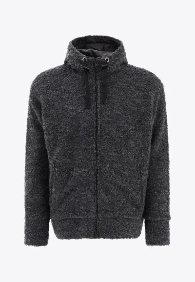 JUNYA WATANABE TEXTURED DRAWSTRING ZIP-UP HOODIE