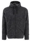 Junya Watanabe Textured Drawstring Zipped Hoodie Sweatshirts Grey In Grey