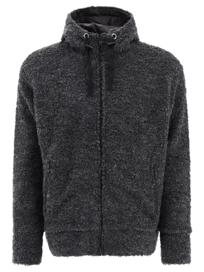 Junya Watanabe Textured Drawstring Zipped Hoodie Sweatshirts Grey