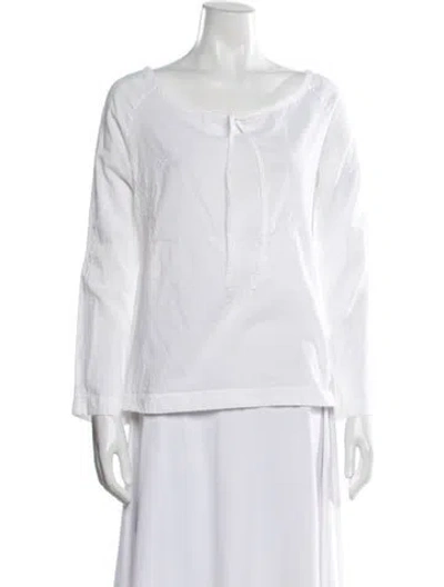 Pre-owned Junya Watanabe Tie Neck Long Sleeve Top In White