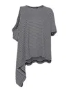 Junya Watanabe Women's Horizontal Stripe Pattern Asymmetric T-shirt In Black