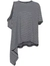 Junya Watanabe Women's Horizontal Stripe Pattern Asymmetric T-shirt In Black