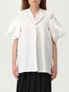 Junya Watanabe White Cotton Top With Pleated Balloon Sleeves