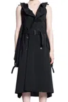 Junya Watanabe Black Trench Coat For Women With Sleeves And Waist Belt In Black