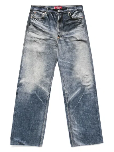 Junya Watanabe Trompe L'oeil-print Jeans In Blue