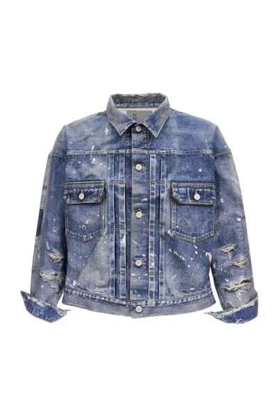 Junya Watanabe Trompe-l'œil Denim Jacket With Adjustable Cuffs And Hem In Blue
