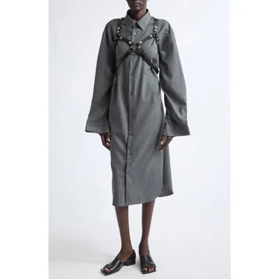 Junya Watanabe Tropical Wool Harness Shirtdress In Gray