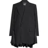 Junya Watanabe Wool Pleated Long Blazer In Black