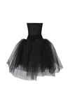 Junya Watanabe Structured Tulle Midi Dress With Off-the-shoulder Design In Black