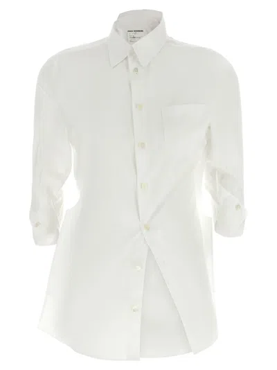 Junya Watanabe Twisted Asymmetrical Cotton Poplin Shirt In Yellow