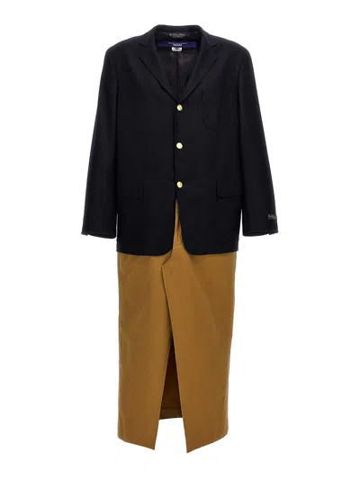 Junya Watanabe Two-material Single-breasted Coat In Multi